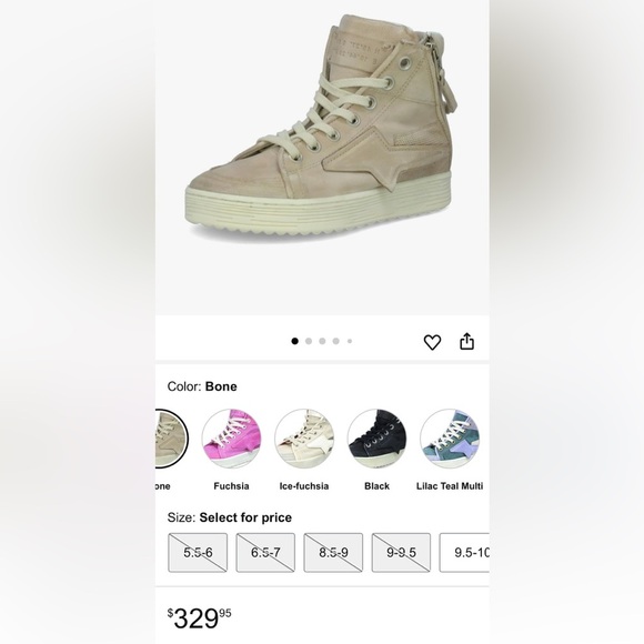 A.S.98 Adler Women's Platform Leather Sneaker in color 'bone' 1" heel w zipper - Picture 1 of 10